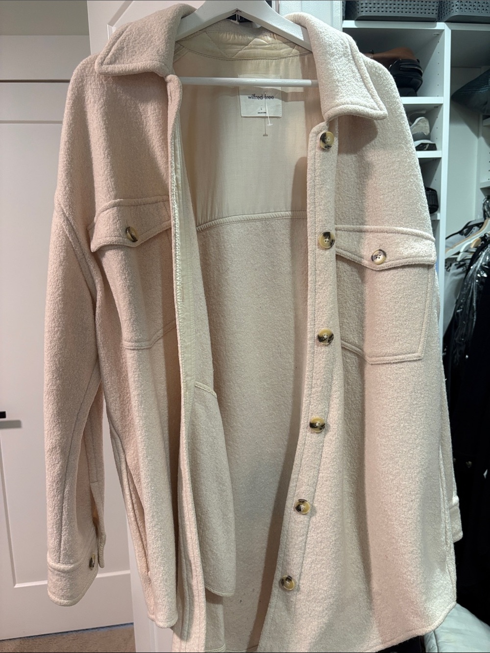 Wilfred Cream Teddy Shacket Jacket